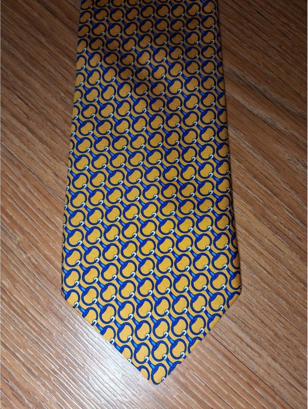Brooks Brothers Silk Tie Yellow Horsebit Chain Made in USA